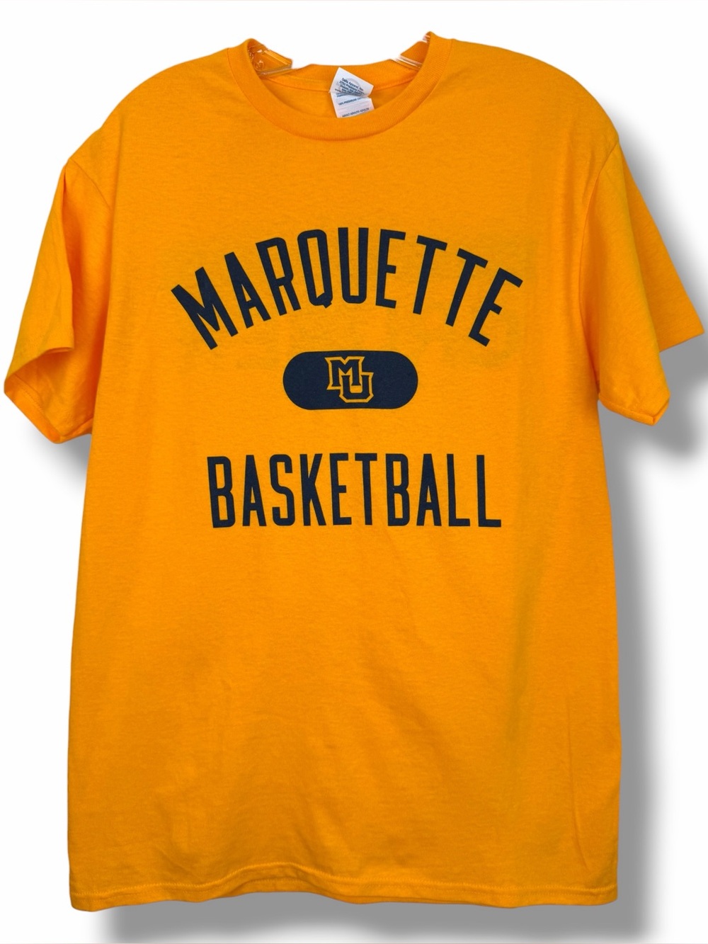 Marquette Basketball Gold Yellow Short Sleeve Crewneck Unisex Tee Shirt Medium